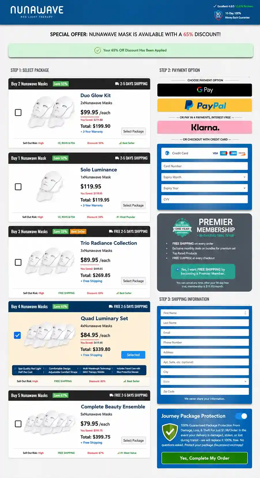 NunaWave Mask Order Page