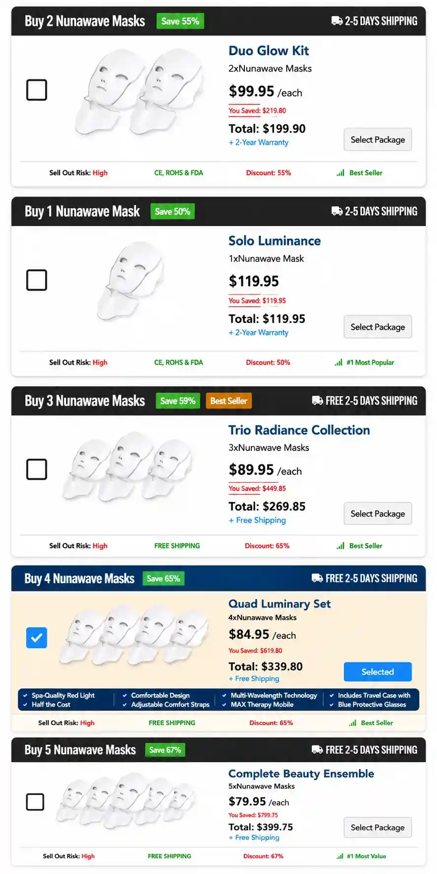 NunaWave Mask price